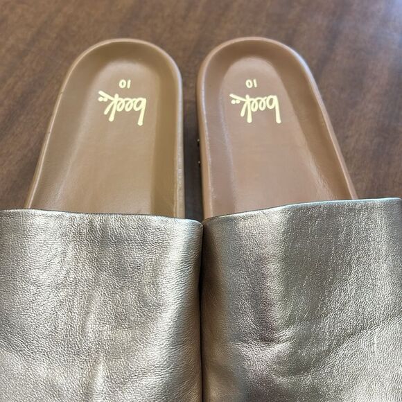 Women's Pelican Leather Platform Sandal Gold Soze 10 - Picture 3 of 8